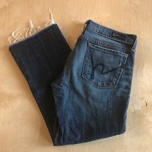 Citizens Of Humanity Cropped Raw Edge Indigo Jeans